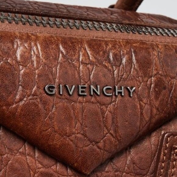 Givenchy Brown Embossed Leather Medium Antigona Bag - Picture 9 of 12